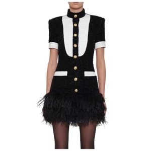 The Natural Feather Trim Dress